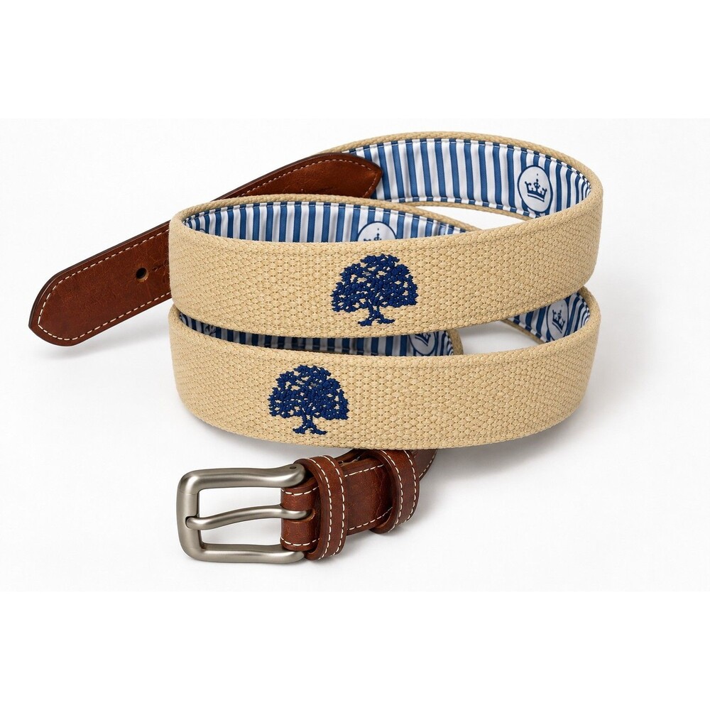 Peter Millar John’s Island Club Golf Belt Men’s 38 Embroidered Canvas Leather